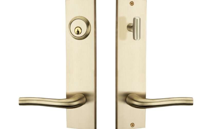 Aries Tubular Entrance Set In Satin Brass
