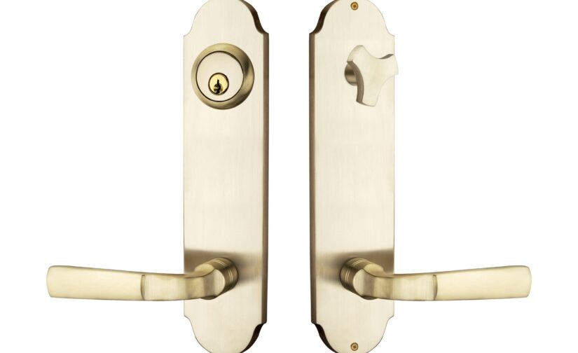 Laurent Tubular Entrance Set In Satin Brass