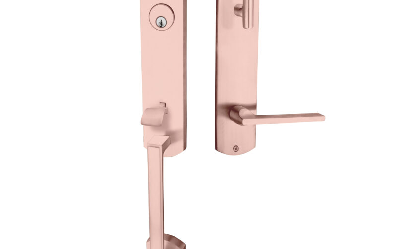 Zephyr Monolithic Thumb Entrance Set In Brushed Copper