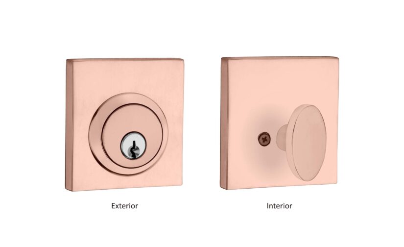 Aries Deadbolt Set In Polished Copper