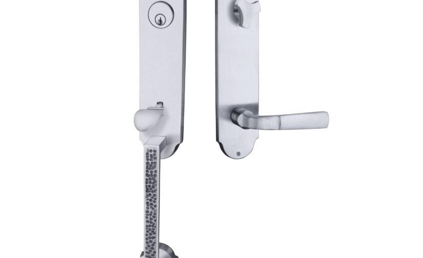 Laurent Monolithic Thumb Entrance Set In Brushed Chrome