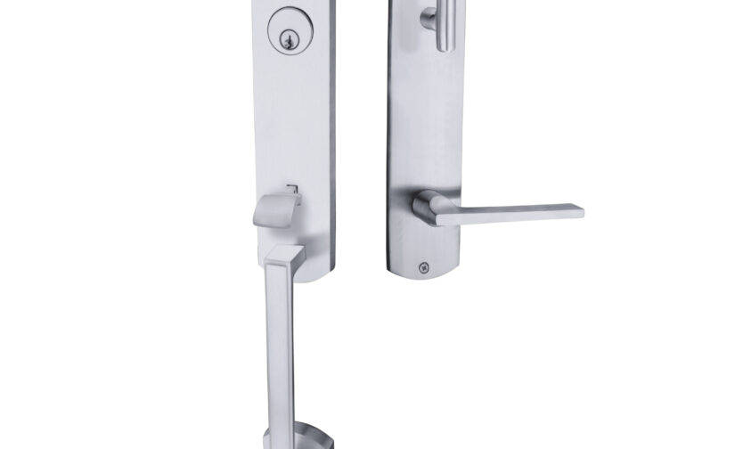 Zephyr Monolithic Thumb Entrance Set In Brushed Chrome