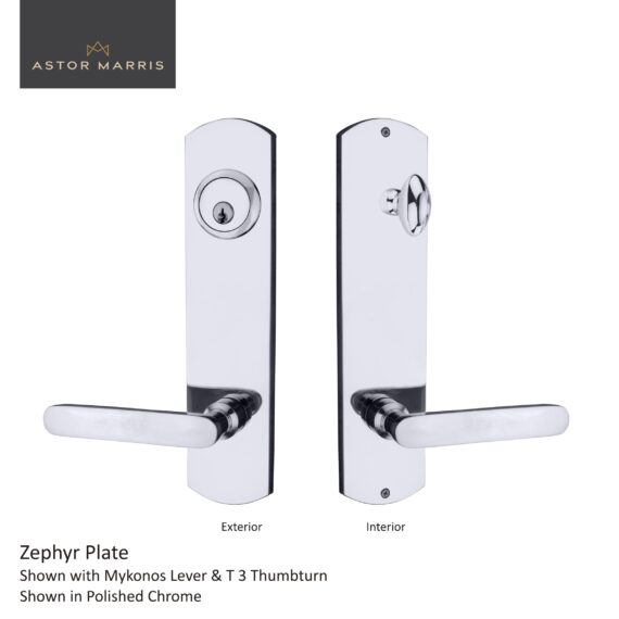 Zephyr Tubular Entrance Set In Polished Chrome