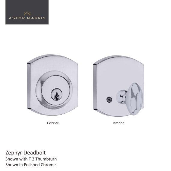 Zephyr Deadbolt Set In Polished Chrome