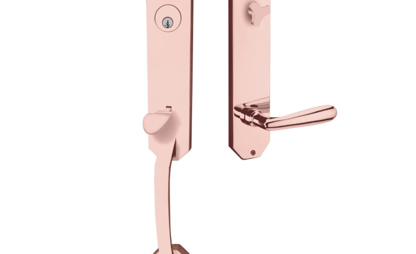 Aiden Monolithic Thumb Entrance Set In Polished Copper