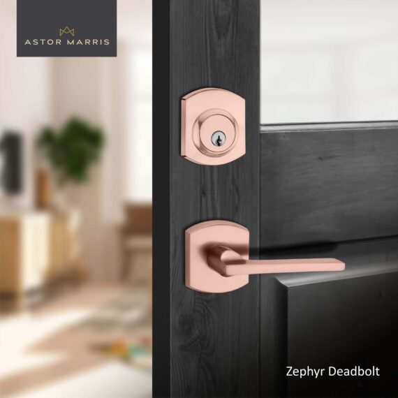 Zephyr Deadbolt Set In Brushed Copper